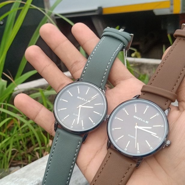 Snille Jam Tangan Kulit Pria &amp; Wanita Original Asli Anti Air Waterproof || ( Polosan tanpa tanggal )