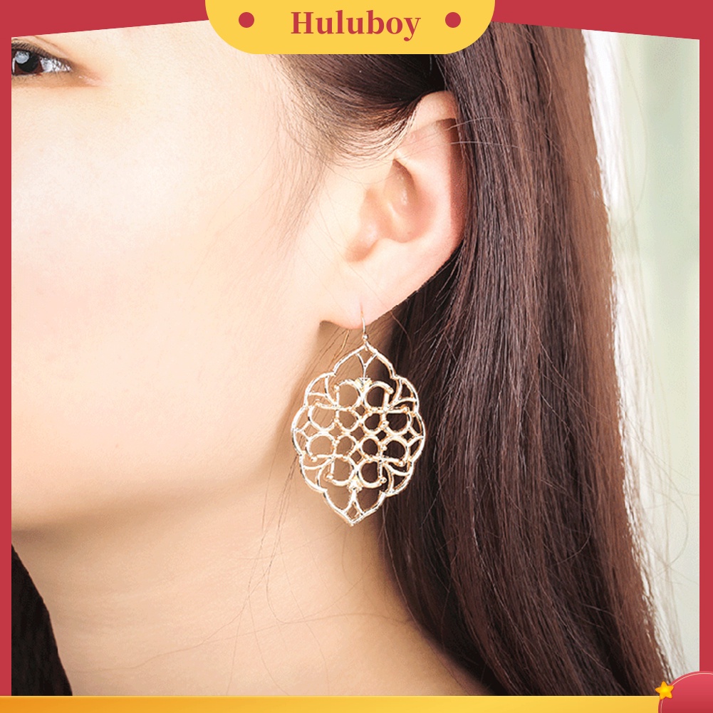 Hu Hu Hu Hu Hu Alat Bantu Pasang Kacamata♡ Anting Kait Gantung Wanita Desain Geometri Hollow Untuk Hadiah