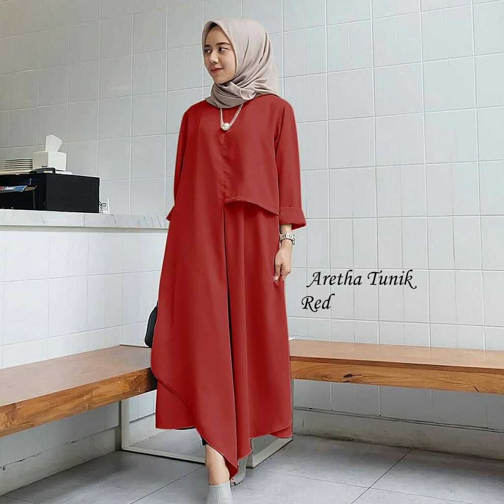 HOT SALE long tunik valen merah fashion wanita baju muslim