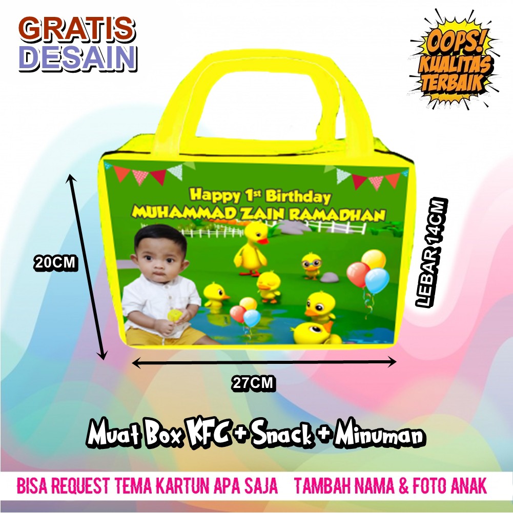 

Tas ultah resleting / tas ulang tahun anak / souvenir / goodie bag / gratis nama & foto