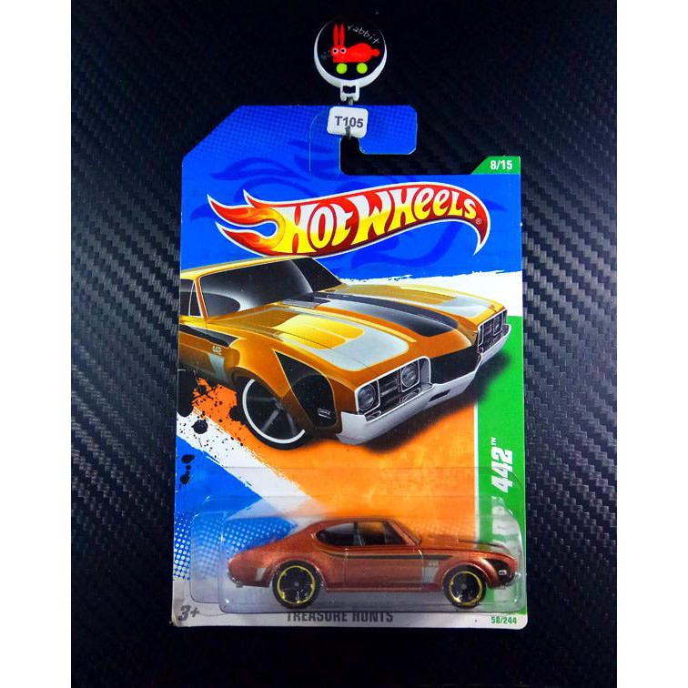 T-105 Hot Wheels Treasure Hunt Olds 442 Ban Plastik Terlaris