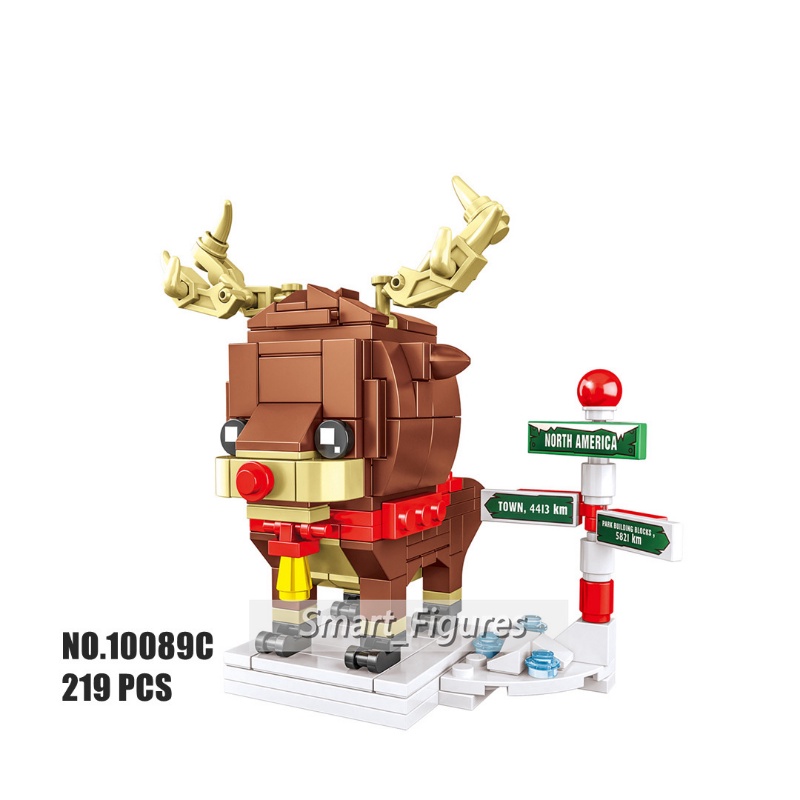 Mainan Puzzle Rakitan Balok Bangunan Partikel Kecil Desain Santa Claus Snowman Elk Untuk Anak