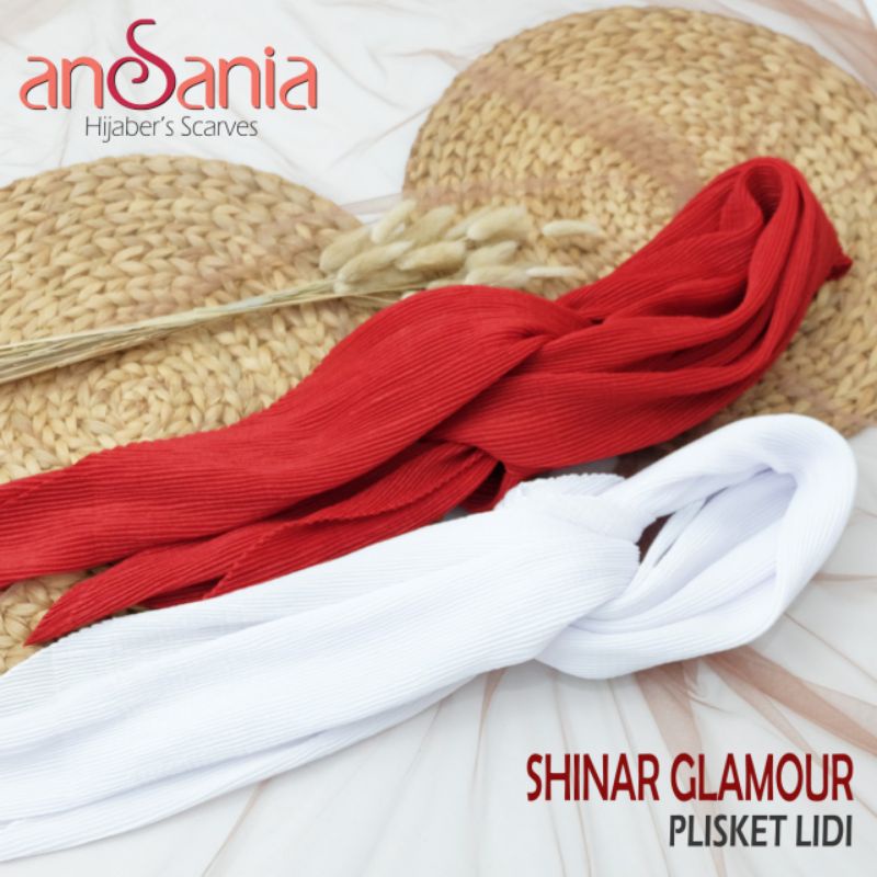 Jilbab Shinar Plisket Segi Empat Ansania-White Shinar Plisket