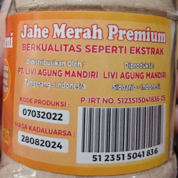 Jahe merah bubuk murni 110 dapat 3 pcs