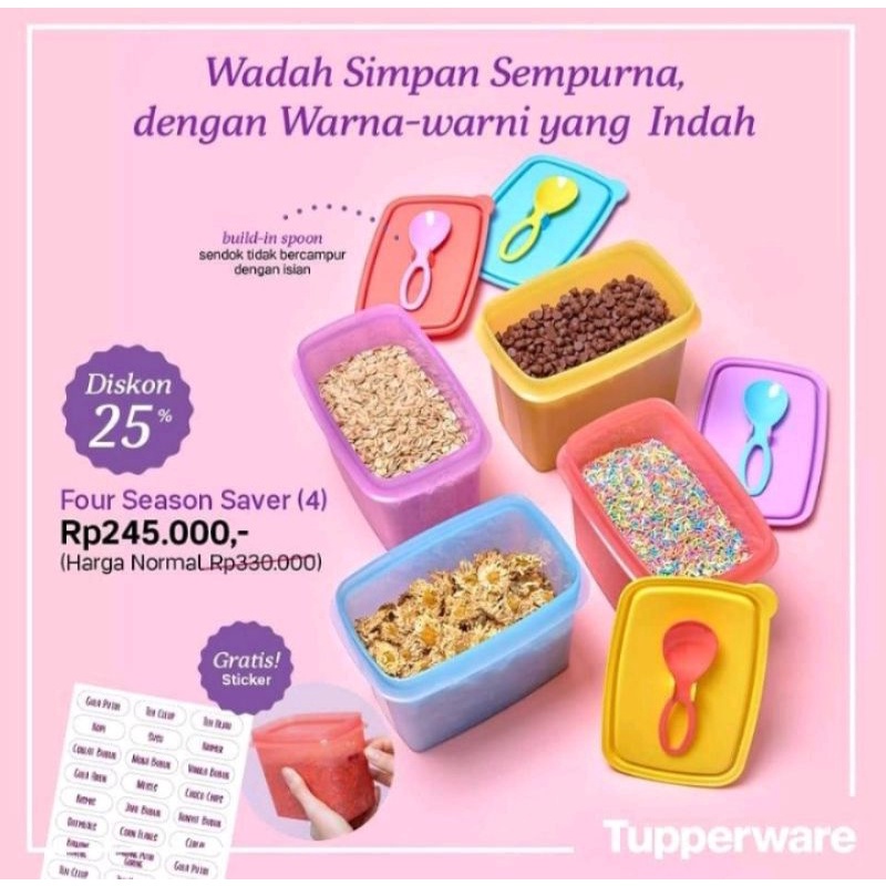 Four Season Saver Tupperware 4pc with spoon