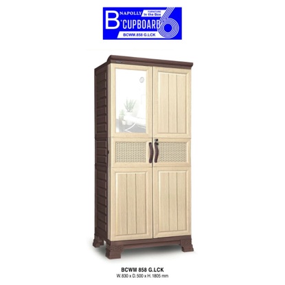 lemari plastik napolly cermin rotan