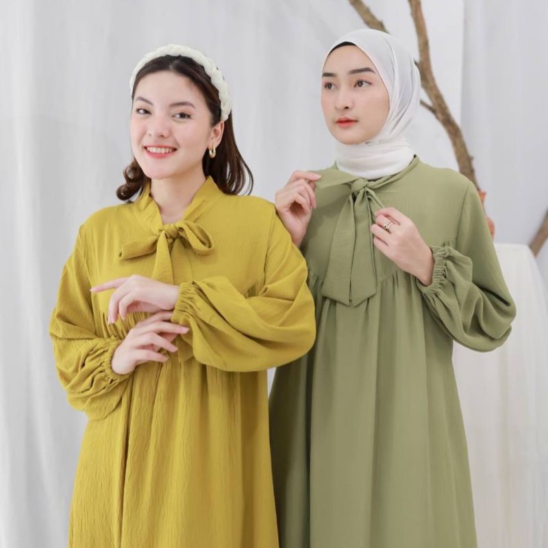 Sofina Dress - Gamis Polos - Dress Muslim Polos - Gamis Crinkle - Dress Muslim Crinkle - Gamis Simpe
