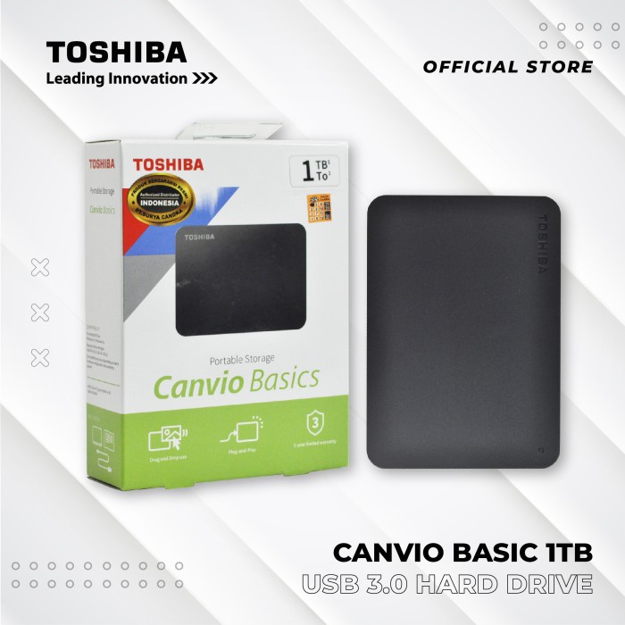 HDD EXTERNAL TOSHIBA 1TB BASIC USB 3.0