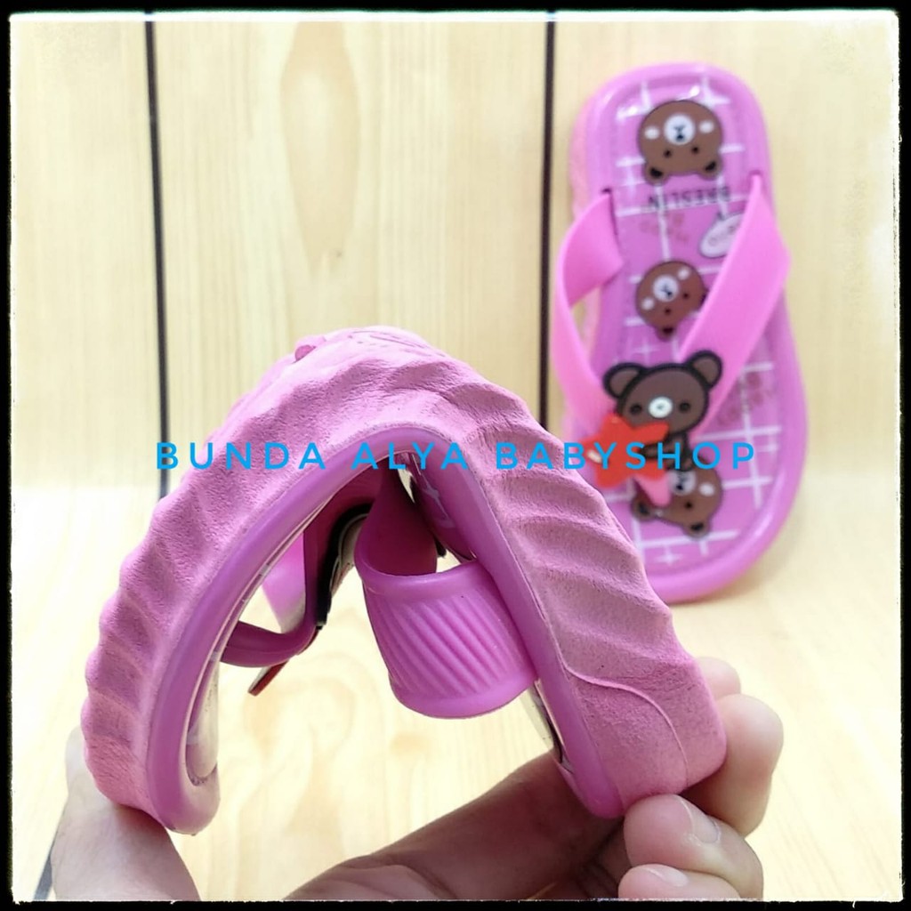 Sandal Anak Perempuan Jepit IMPORT Usia 1 2 3 Tahun FANTA - Sandal Anak Cewek Lentur Motif Love Bear Alas Karer Anti Licin Size 24 - 29