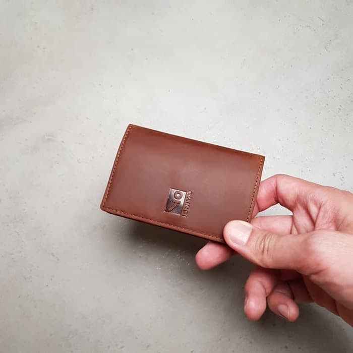 Dompet Kartu Nama Kulit Asli Card Holder|Box kartu Nama-ISHIYA COGNAC-