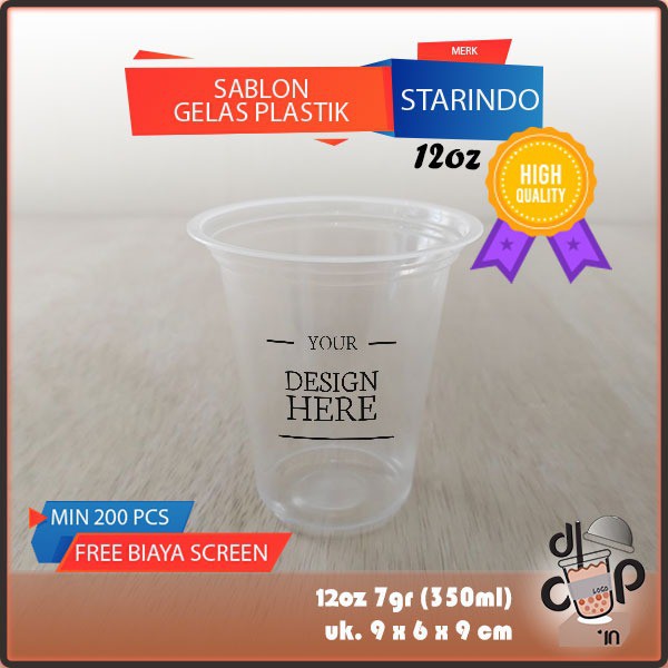 Jual Sablon Cup Gelas Plastik 12oz 14oz 16oz 22 Oz Tebal Merk Starindo Shopee Indonesia 6365