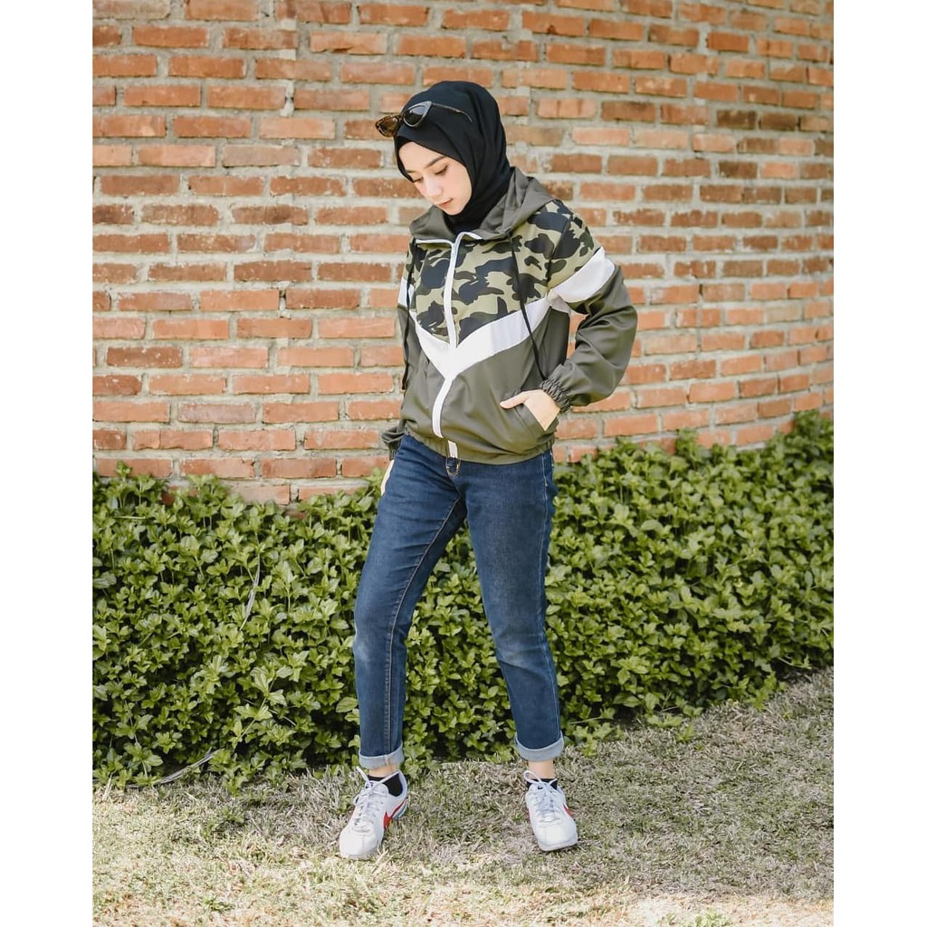Military jacket jaket wanita kekinian bahan parasut RN