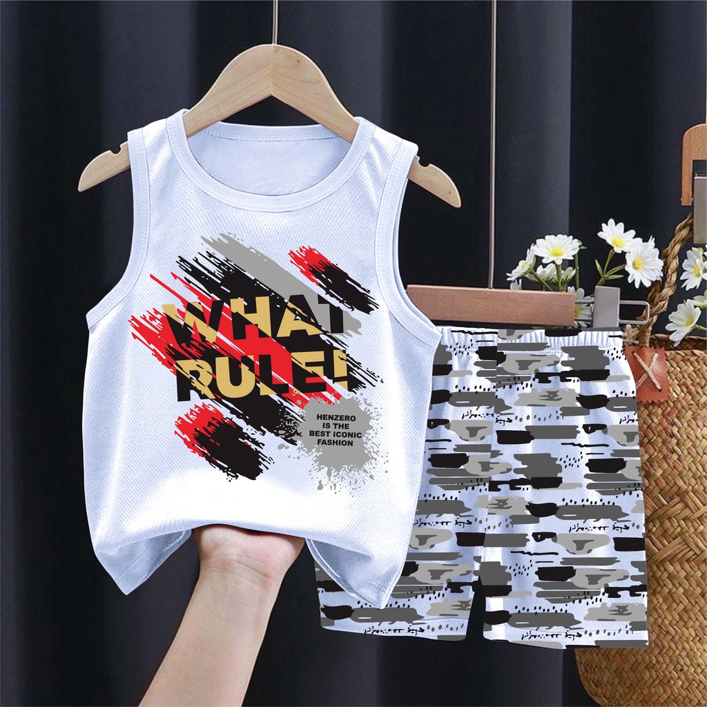 SETELAN BAJU ANAK SINGLET WHAT RULES ARMY TERBARU