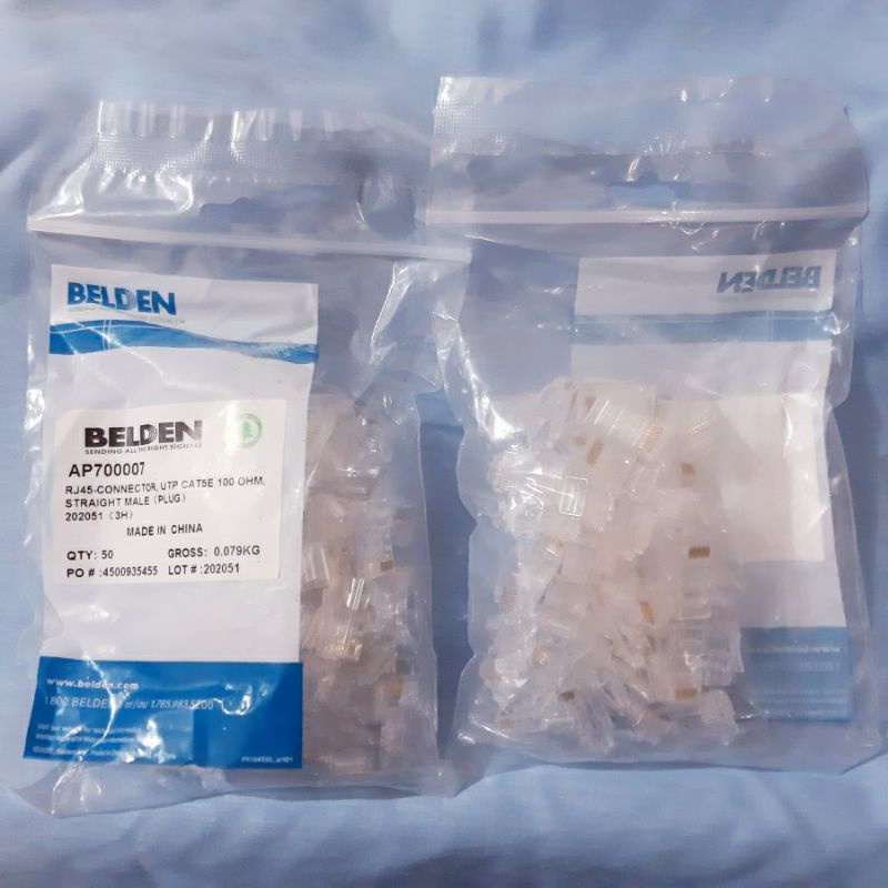 BELDEN CONNECTOR RJ45 CAT 5E ORIGINAL ECERAN PER PCS KONEKTOR RJ45 BELDEN CAT 5E ORIGINAL