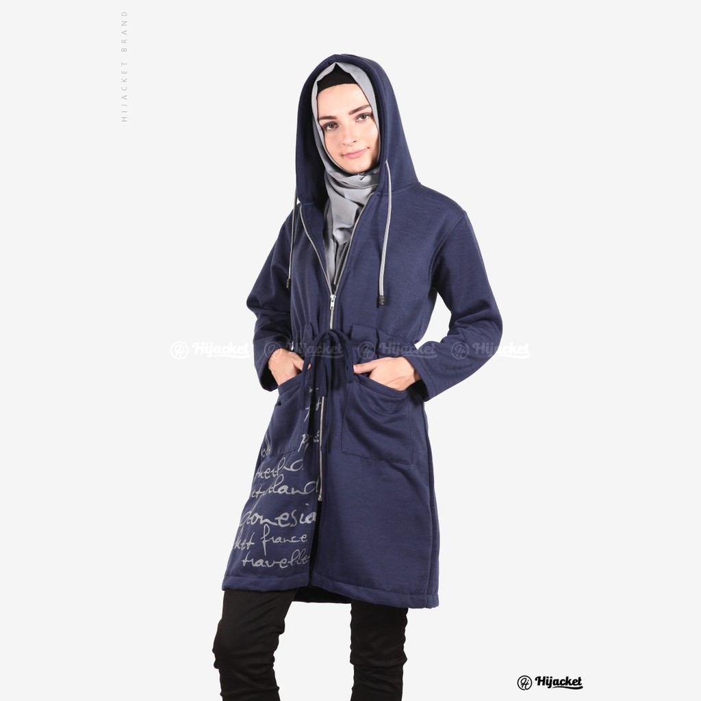 100% ORIGINAL - Jaket Sweater Wanita Muslimah Hijaber - Hijacket Urbanashion- Hijab Hijabers Panjang-Royal Blue