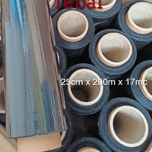

♟ Stretch FIlm Hitam 25cm x 200m Plastik Wrapping Tebal Plastic wrap Bungkus koper Bandara Black ✵