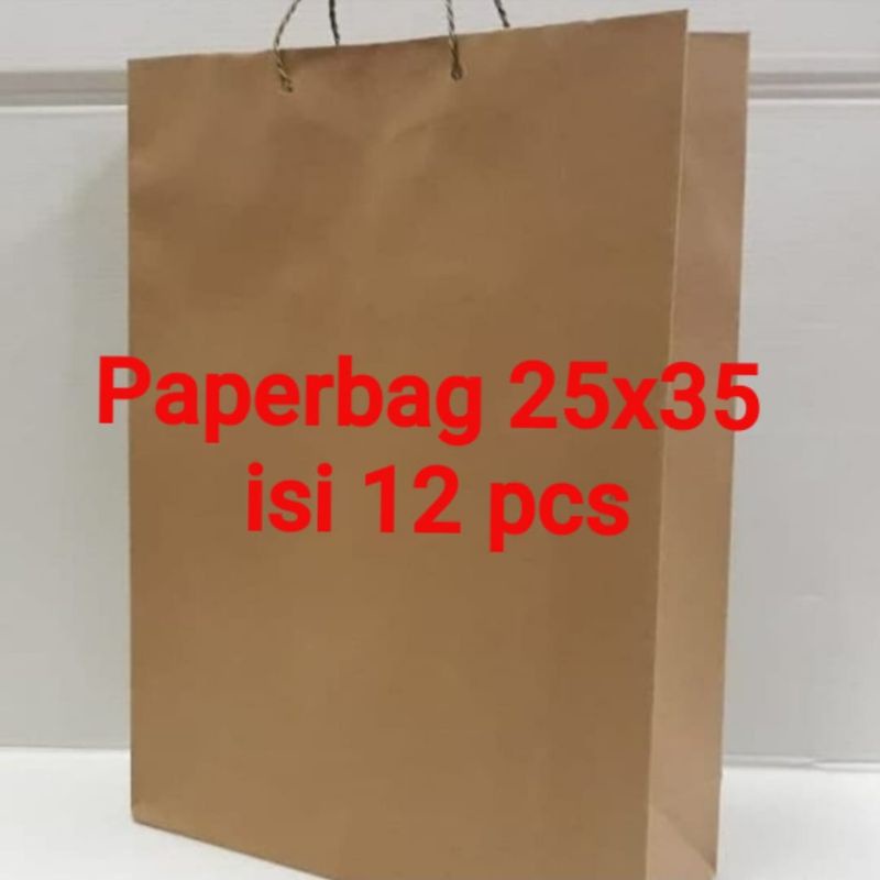 

paperbag coklat polos uk 25x35 isi 12 pcs