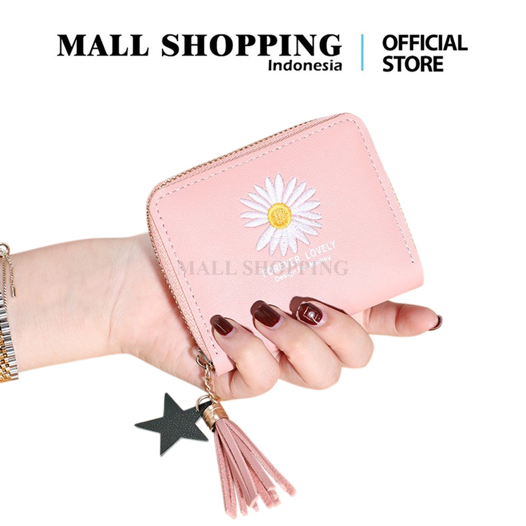 (COD) Dompet Mini Wanita Dompet Wanita Koin/kartu Dompet Wanita Pendek Motif Bunga Daisy