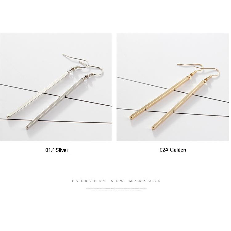 [Bayar Di Tempat] Paduan Korea sederhana Anting-anting panjang Strip Ear hook