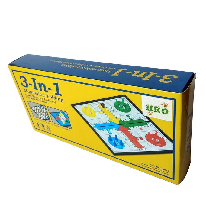 Ludo Halma Ular Tangga 3-in-1 Magnetic Board Game