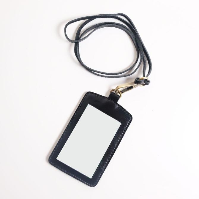 

[[COD]] WAKU KATO ID Card Holder Leather Gantungan ID Kulit Unisex - HITAM HEMAT Kode 271