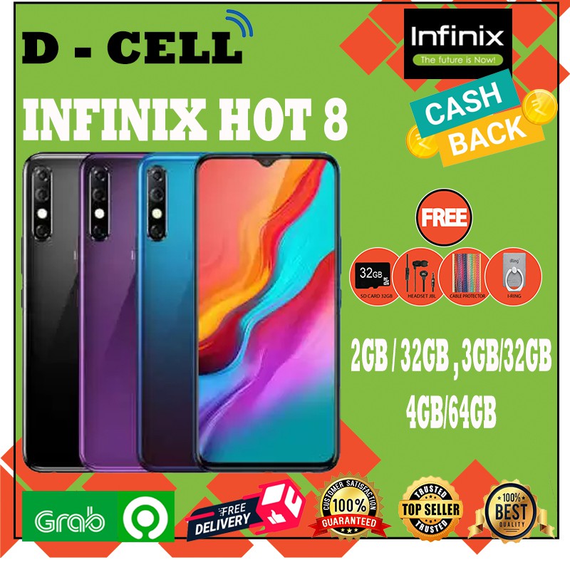Infinix Hot 8 2GB/32GB & 3GB/32GB & 4GB/64GB Ram 2GB & 3GB & 4GB Internal 32GB & 64GB Garansi RESMI