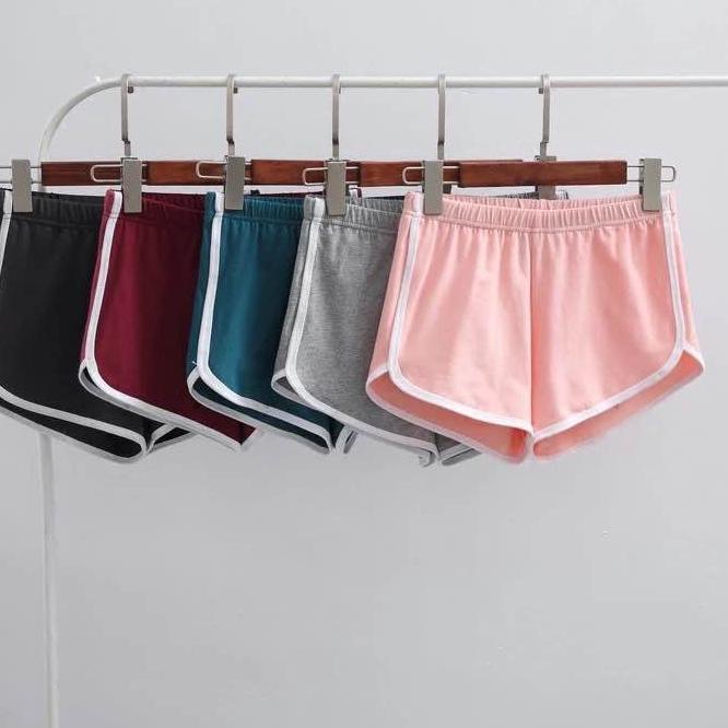 HOHO_HWANG (C-54)Celana Pendek Sport Skinny Pinggang Karet untuk Gym / Yoga / Musim Panas