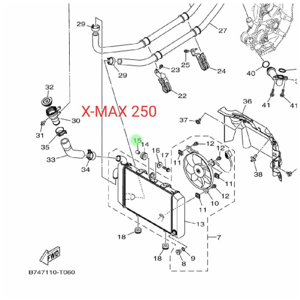 COLLAR BOSH BOS DUDUKAN RADIATOR R25 MT25 R MT 25 XMAX X MAX 250 ORIGINAL YGP