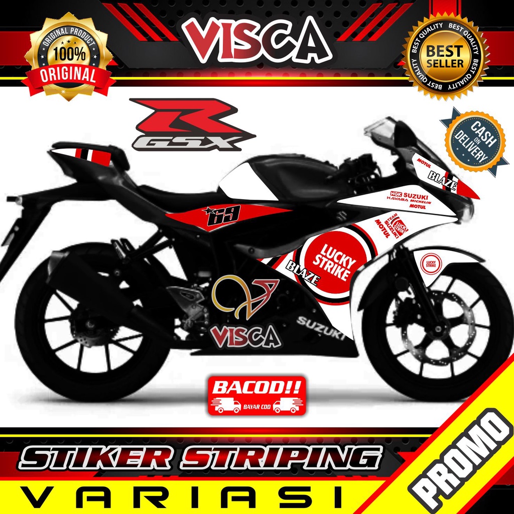Striping GSX R150 - Stiker Sticker Striping Variasi Suzuki GSX R150 - Striping Hologram Suzuki GSX R
