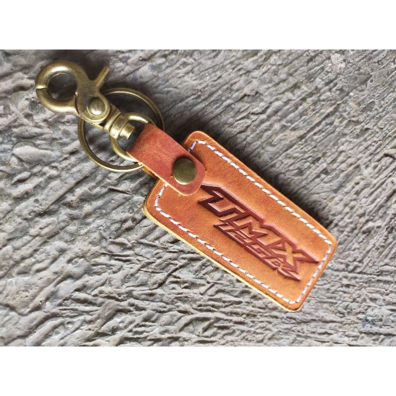 accecoris gantungan kunci motor keychain honda TMX 125 kulit sapi asli