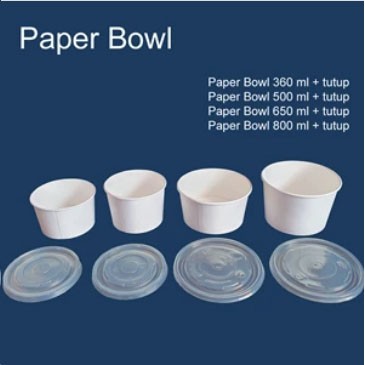 Paper Bowl + LID (Semua Ukuran) / Cup Kertas / Rice Bowl / Paperbowl
