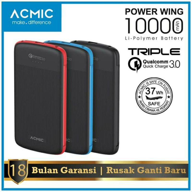 PowerBank Acmic P10PRO Q10PRO C10PRO F10PRO W10PRO Power Wing 10000mAh Quick Charge 3.0 + PD 18W