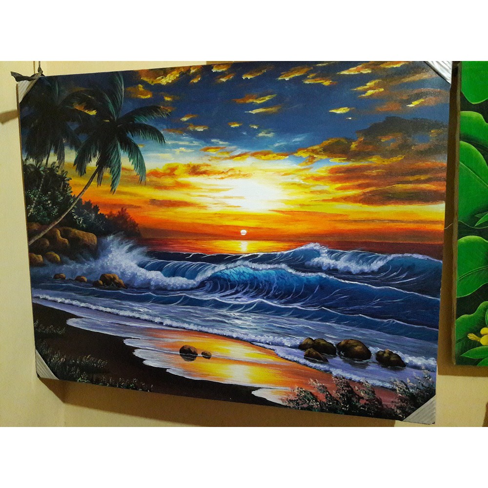 45 Top Populer Lukisan  Kanvas  Pemandangan Sunset 