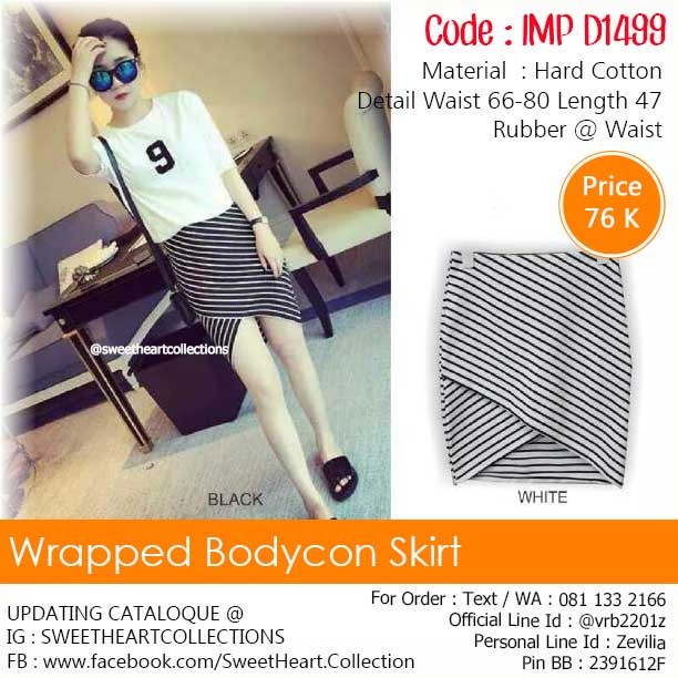 Rok Bodycon Motif Garis - Wrapped Bodycon Skirt