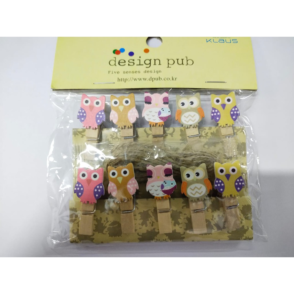 INFY - Wooden Clip + Tali Rami | Penjepit Foto Karakter | Jepit Kayu Lucu Photo Clip R070