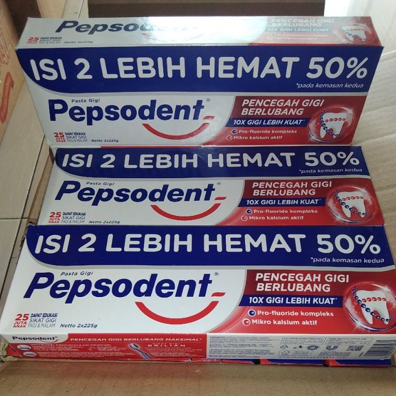 Expired 2026 Pasta Gigi Pepsodent 225 Gr isi 2 / Pasta Gigi Pepsodent 225 Gr x 2 Pcs / Pepsodent 2x2