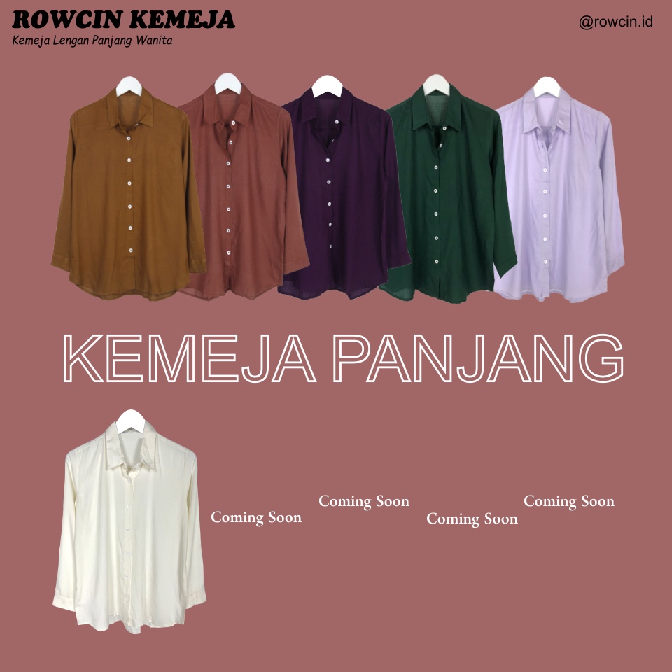 KEMEJA WANITA POLOS LENGAN PANJANG WANITA KATUN RAYON LONG SHIRT ORGANIK