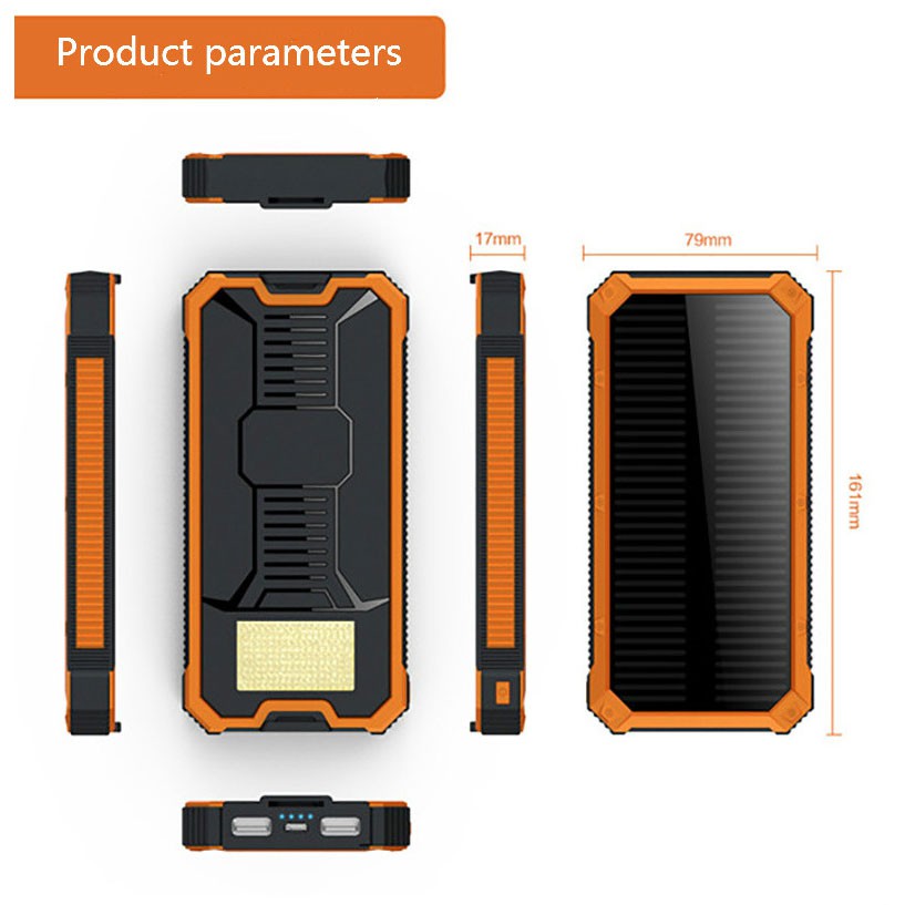 Solar Power Bank 2 USB Port 20000mAh - Orange