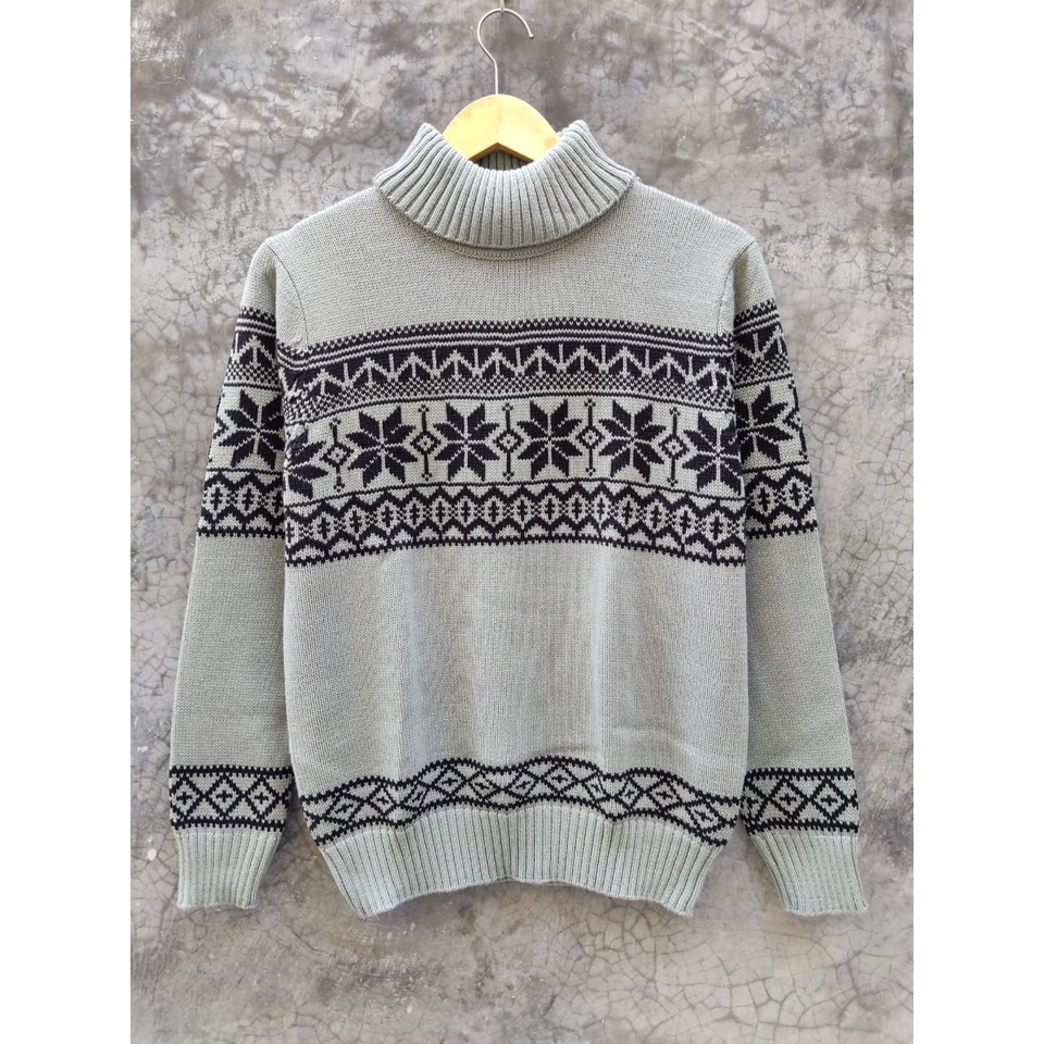 sweater Turtleneck Snowflake wool By SKYLIN sweater leher tinggi musim dingin