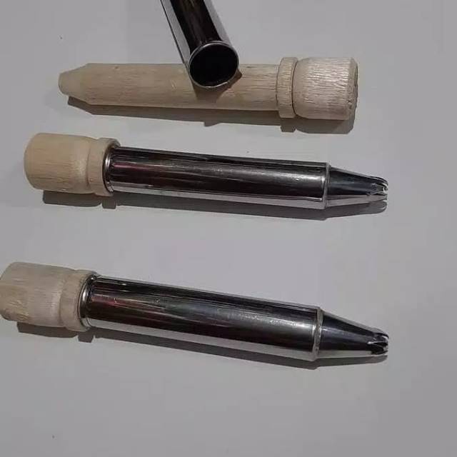 FREE DUS BUBBLE Cetakan Kue Semprit Dorong / Spuit Stainless Dorong Kayu
