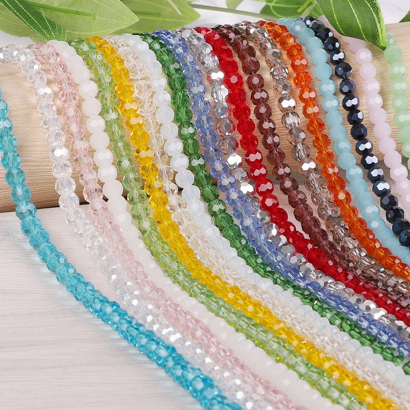 100/PCS 4mm Colorful Bicone Crystal Faceted Glass Beads Longgar Spacer Beads gelang Perhiasan Membuat DIY Membuat Perhiasan Aksesoris