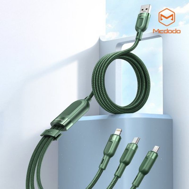 MCDODO CA-879 Kabel Data 3in1 Super Fast Charging Cable Charge 5A Original 1.2m MICRO + TYPE C + LIGHTNING