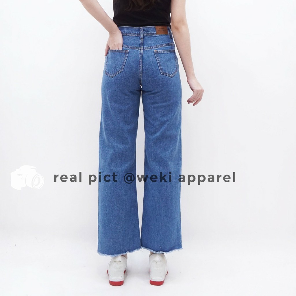 Weki Celana Kulot High waist Jeans Wanita List