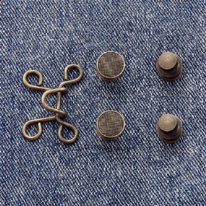 1Set DIY Invisible Universal Detachable No Needed Sewing Replacement Stretch Jeans Waist Extender Button Button