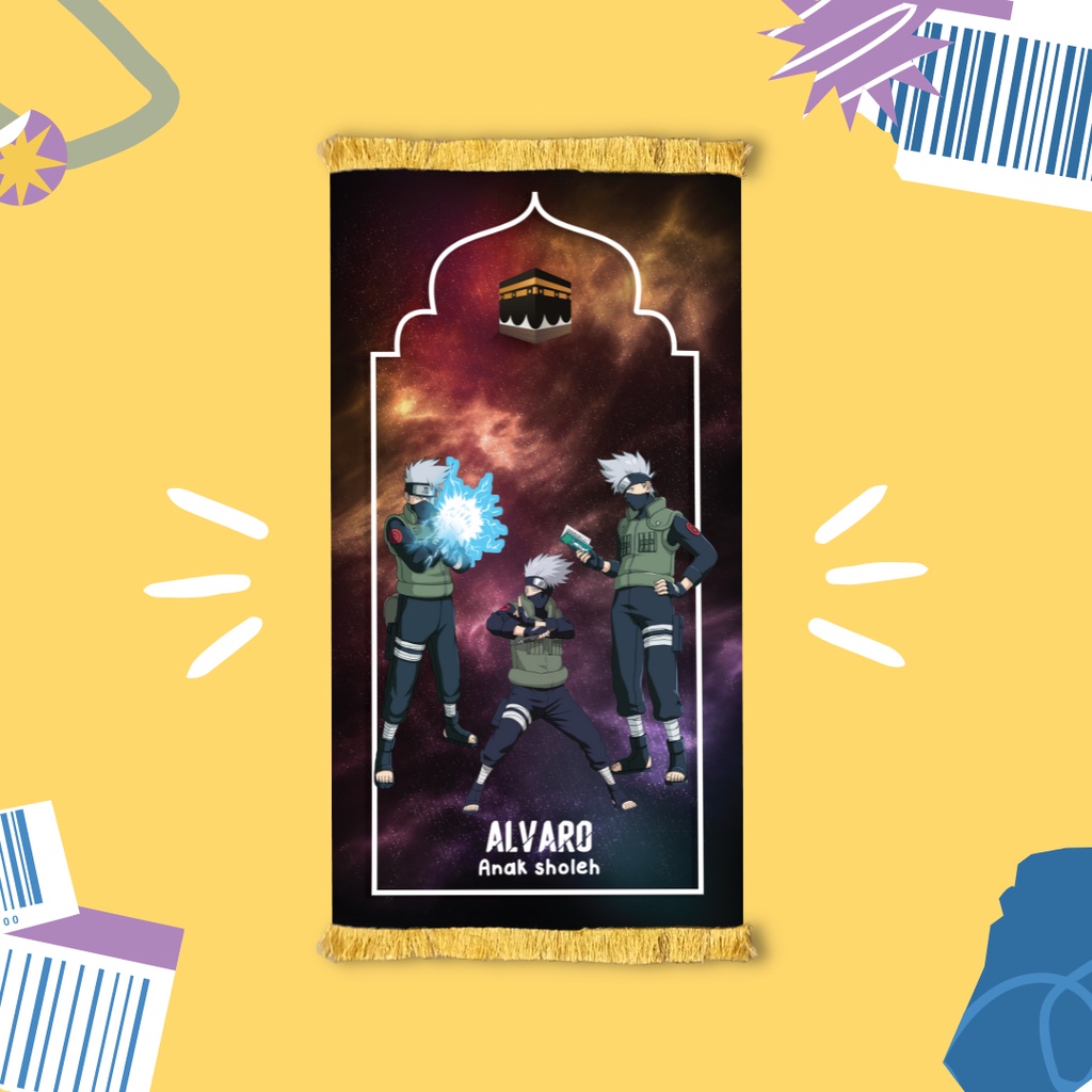 PART 4 - Sajadah Full Printing Anak Custom Nama //  Custom Gambar // Bahan Velboa Murah High Quality-KAKASHI 1