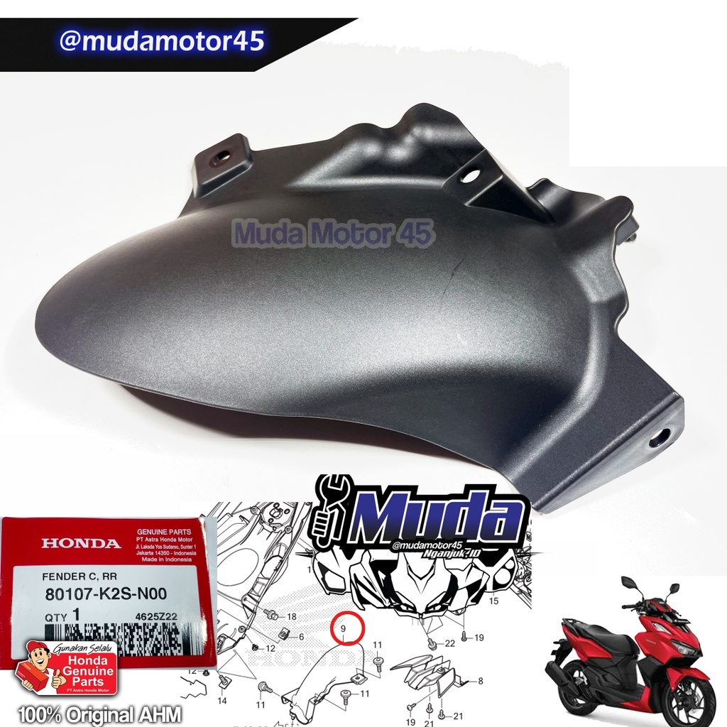 SPAKBOR KOLONG VARIO STYLO 160 80107-K2S-N00 80107K2SN00 SLEBOR SPATBOR LUMPUR BAWAH BODY BELAKANG E