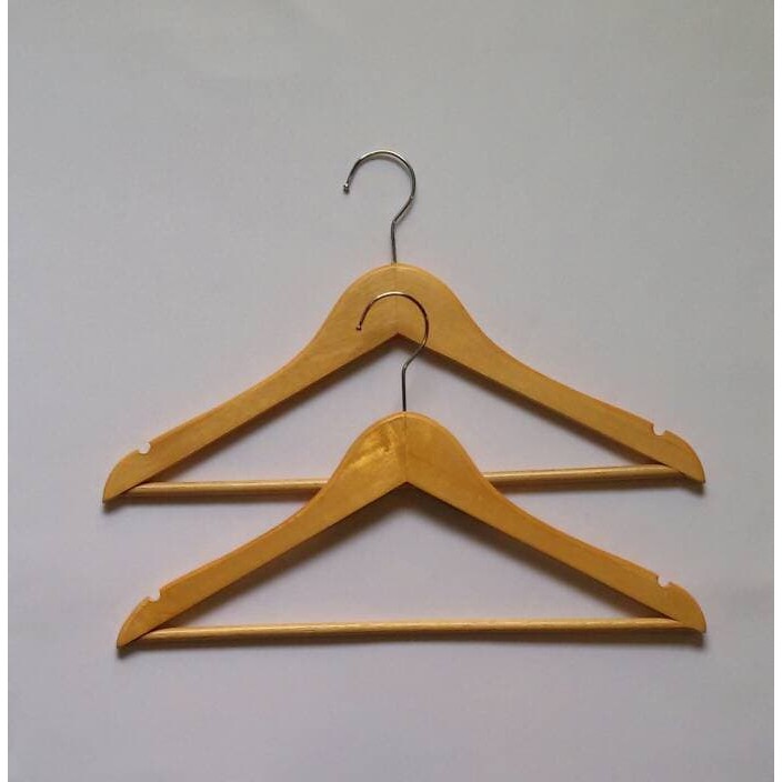 Hanger Kayu Palang Natural Dewasa Wood Gantungan Baju Kayu Celana Rok - BH