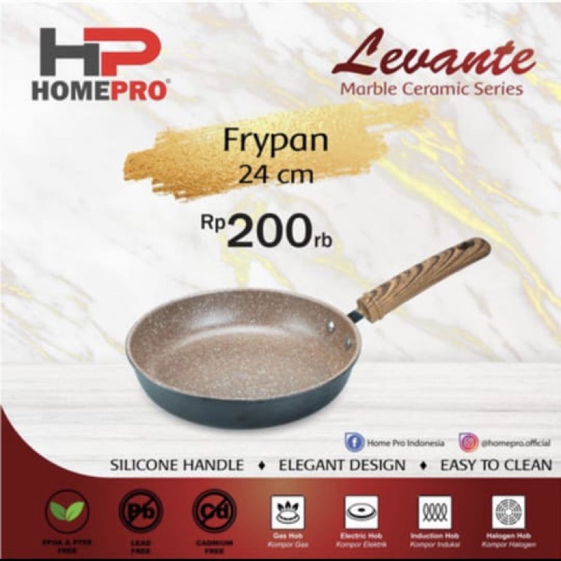 HOME PRO CERAMIC Frypan wajan anti lengket keramik 24cm 26cm