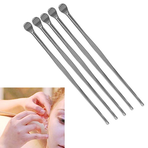 [Jianxin] 5 Pcs Stainless Steel Ear Pick Wax Curette Remover Cleaner Care Tool Earpick