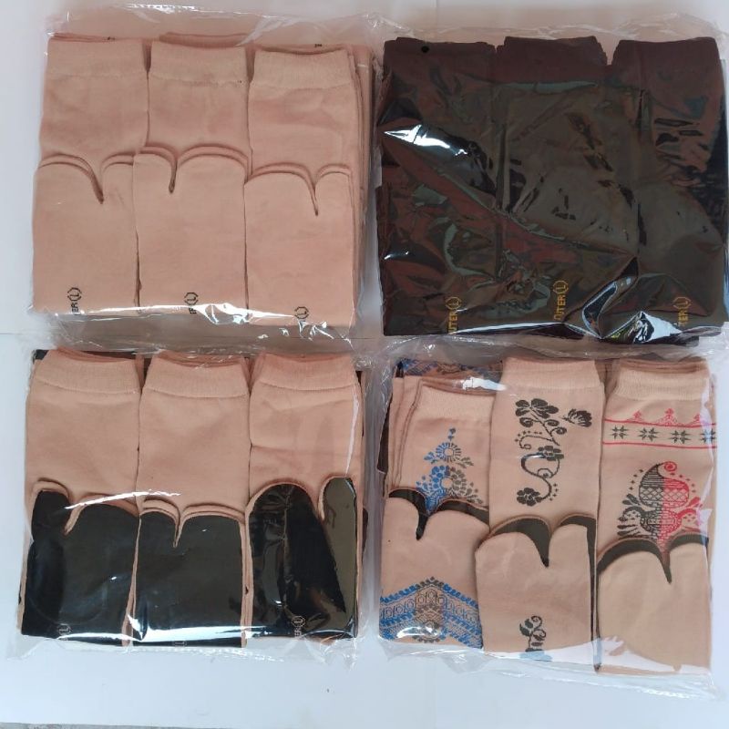 Grosir ( 12 pasang ) kaos kaki jempol muslimah wanita dewasa bahan nilon lembut non kemas termurah-1